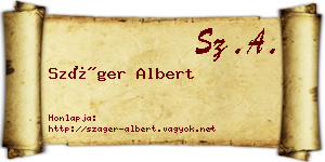 Száger Albert névjegykártya